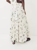 2023 Women Summer Linen Loose Skirts Vintage Sweet Floral Embroidery Zipper Female Elegant Street Long Skirt Clothing-Outfit