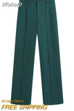 High Waisted Casual White Trousers Women Brown Stright Pants Office Lady Korean Style Women 2023 Pantalones De Mujer-Outfit