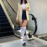 Woherb Hot Girl Black And White Grid Gauze Double Wooden Ear Small Skirt Black Bow Decoration Splicing Skirt-Outfit