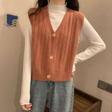 Vest Women Solid Single-breasted Trendy Casual All-match Chic Candy Color Kawaii Girls Tops Korean Style Simple