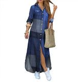 Long Shirt Dress Autumn Letter Print Irregular Beach Maxi Dress Elegant Turn Down Collar Long Sleeve Split Female