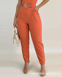 Pocket Detail Cami Jumpsuit With Belt Women Overall Pants Spring Summer Sleeveless Solid Color Jumpsuits-Outfit