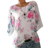 Plus Size S-5XL Blouse Loose Floral Print Slash Neck Blouse Pullover Tops Shirt womens tops and blouses camisas mujer