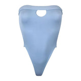One Piece Swimsuit 2019 New Arrival Strapless High Leg Backless Sexy Swimwear Women Solid Bodysuit Monokini Swim
