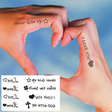 Water Transfer Tattoo Sexy Black Letter Lifeline Tattoo Body Art Waterproof Temporary Fake Flash Tattoo for Man Woman
