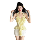 Spring And Summer New Women's Sexy Hottie Irregular Design Lotus Folded Back Sleeveless