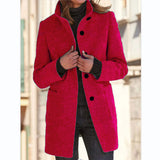 Autumn And Winter Women's New Ebay Retro Solid Color Button Collar Hair