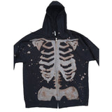 Gothic Diamonds Skeleton Jacket Coat Zip Up Hooded Autumn Black Brown Sweatshirt Women Vintage Harajuku Punk