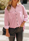 Formal Turn-down Collar Full Sleeves Solid Velvet Pockets Long