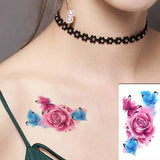 Beautiful Rose Flowers Body Art Neck Abdomen Waterproof Fake Tattoo Sexy for Woman Men Flash Temporary Small Size Tattoo
