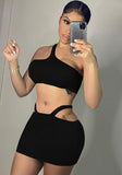 Sexy Sleeveless Crop Top Solid MiniTwo Piece Skirt