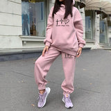 Heart Print Hoodie Women's Tracksuit Set Woman Casual 2 Piece Sets Pants And Sweatshirt 2021 Winter Autumn