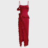 Woherb Spring Hot New Sexy Fashion Pure Color Back Open Fork Splicing Halter
