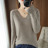 Winter New Cashmere Sweater Women Keep Warm V-neck Pullovers Knitting Sweater Fashion Korean Long Sleeve Loose