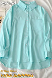 Spring Summer 2023 Women Fashion Tunic Chemise Oversize Femme Macaron Shirt for Women Office Blouse Korean Style Women-Outfit
