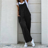 Women Suspender Rompers Overalls 2022 Vintage Jumpsuits Playsuits Long Pockets Wide Leg Pants Combinaison