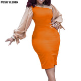 Bodycon Mini Dress African Dresses for Women 2023 Daily High Waist Bandage Long Puff Sleeve Robe Femme African Clothes-Outfit