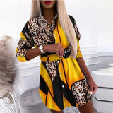 Sexy Girl Sequins Embroidered Lace Patchwork Shirts Mini Dress Lapel Button Design Solid Color Long Sleeve Shirt