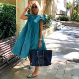 Summer Dress 2022 Casual Loose Short Sleeve Party Dresses Sweet O Neck Ruffled A Line Female Robe Dress Plus Size