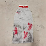 New Popular Fake Two Wide Leg Trousers Print Series Of Young Couples Round-Collar