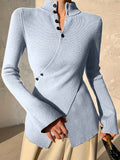 Hem High-Necked Shirt Women's Women's Cross-Sleeve Knitted