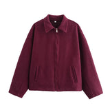 Autumn Fashion Three-Color Solid Color Zipper Hair Coat Women's Clothing