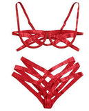 Bonded Lingerie Splicing Sexy Steel Tobikini Split Hollow Three