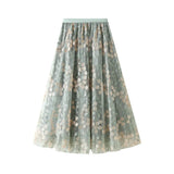 Embroidered Embroidered Waist-Up Double-Layer Mesh Dress Mid-Summer New Temperament Skirt Half-Dress Dress