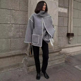 Women's Clothing 2025 Autumn And Winter New Fashion Wool Coat Thick Loose With Scarf Tid