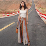 Spring / Summer 2023 Travel Holiday Wear With Ethnic High-Waist Print Wide-Leg Pants Slit Bohemian Pants-Outfit