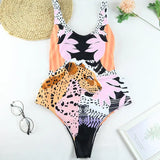 New Sexy Women One Piece Leopard Printed Monokini Bandage Bathing Suit Tiger Pattern Push Up Bikini Swimsuit