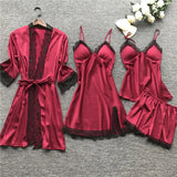 Pajamas Women's Pyjamas Four-Piece Korean Version Of Sling Pyjamas Women's Home Clothes With Chest Cushions Pajamas Pajamas