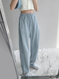 sweet hot girl style blue embroidered pattern sweatpants women 2022 spring loose high waist jogging summer sweatpants