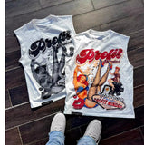 New Leisure Sleeveless Vest With Short-Sleeved Top Couple Summer Loose Printing Hot