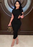 Sexy Cut Out Short Sleeve Long Bodycon