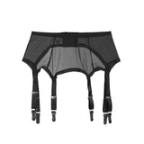 Women Mesh Garter Belt Stockings 6 Metal Buckles Straps Suspender Elastic Belt Garters Night Club Femme