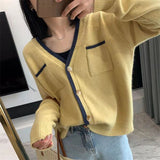 Woherb Wind Sweater Coat Cardigan Female 2024 New Style Retro Outside Build Loose Long Sleeve Autumn And Winter Outside Wear Knit Sweater-Outfit