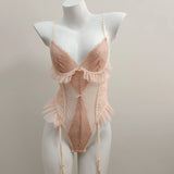 Pajamas Woman 2025 New Summer Thin Red Lace Belly Pocket High-End Sense With A Joint Coat