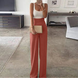 New Fashion Long Legs Wide-Leg Pants Jumpsuit Women Sexy Off Shoulder Solid Color Playsuits Elegant Office Lady