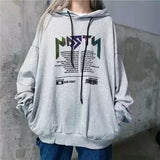 autumn letter print women reflective Hoodies Sweatshirts Casual Loose Long Sleeve Tracksuit hoodies women white
