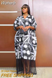 National Print Party Dresses Women Casual Sexy Tassel Lady Maxi Dress Muslim Nigeria Vintage Loose Elegant V-neck Robe-Outfit