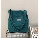 Bags for Women 2022 Corduroy Snap Button Shoulder Bag Large Capacity Reusable Shopping Bag Literary Buckle Tote Female