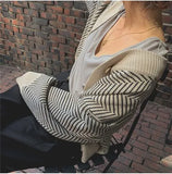 Vintage Wool Cropped Sweater Woman Apricot Striped Fall 2022 Knitted Cardigan Female Autumn Winter V-neck Elegant