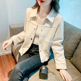 Woherb Fragrant Wind Jacket Short Jacket Female Spring And Autumn 2024 New Jacket Versatile Casual Small Waist Windbreaker-Outfit