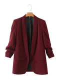 Spring Style Pleated Sleeve Sag Urban Leisure Candy Color Women's Suit Coat-Outfit