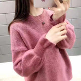 Woherb Sleeve Sweater Female Cocoon New Style Korean Version Foreign Style Versatile Languid Lazy Wind Wears Knit Bottom Unlined Upper Garment Versatile-Outfit