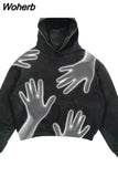 street ins high street trend print hooded sweater men and women new Harajuku punk loose casual couple coat long sleeves 729-0-Outfit