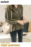 Women S-4XL Pure Tender Tunic Minimalist Fashion Autumn Crops Fit Harajuku Classy Student Streetwear V-neck New All-match-Outfit