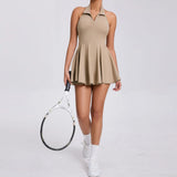 Woherb Sports Dress With Breast Pads For Breathable Outdoor Golf Back Yoga Tennis Dress-Outfit
