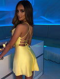 Lace-Up Back Strap Short Party